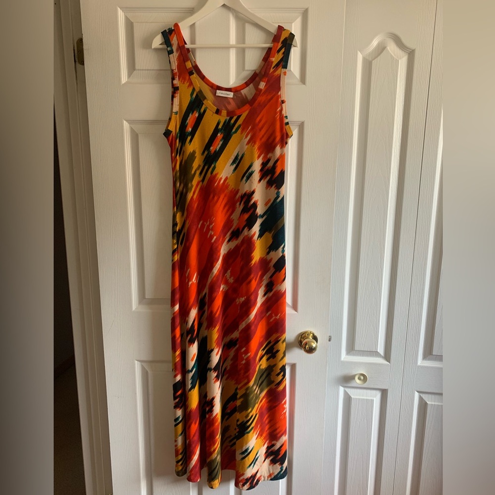 Calvin Klein Abstract Print Maxi Dress Sz 14